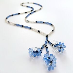 1920s Art Deco Louis Rousselet French Glass Grape Bead Cluster Sautoir Necklace